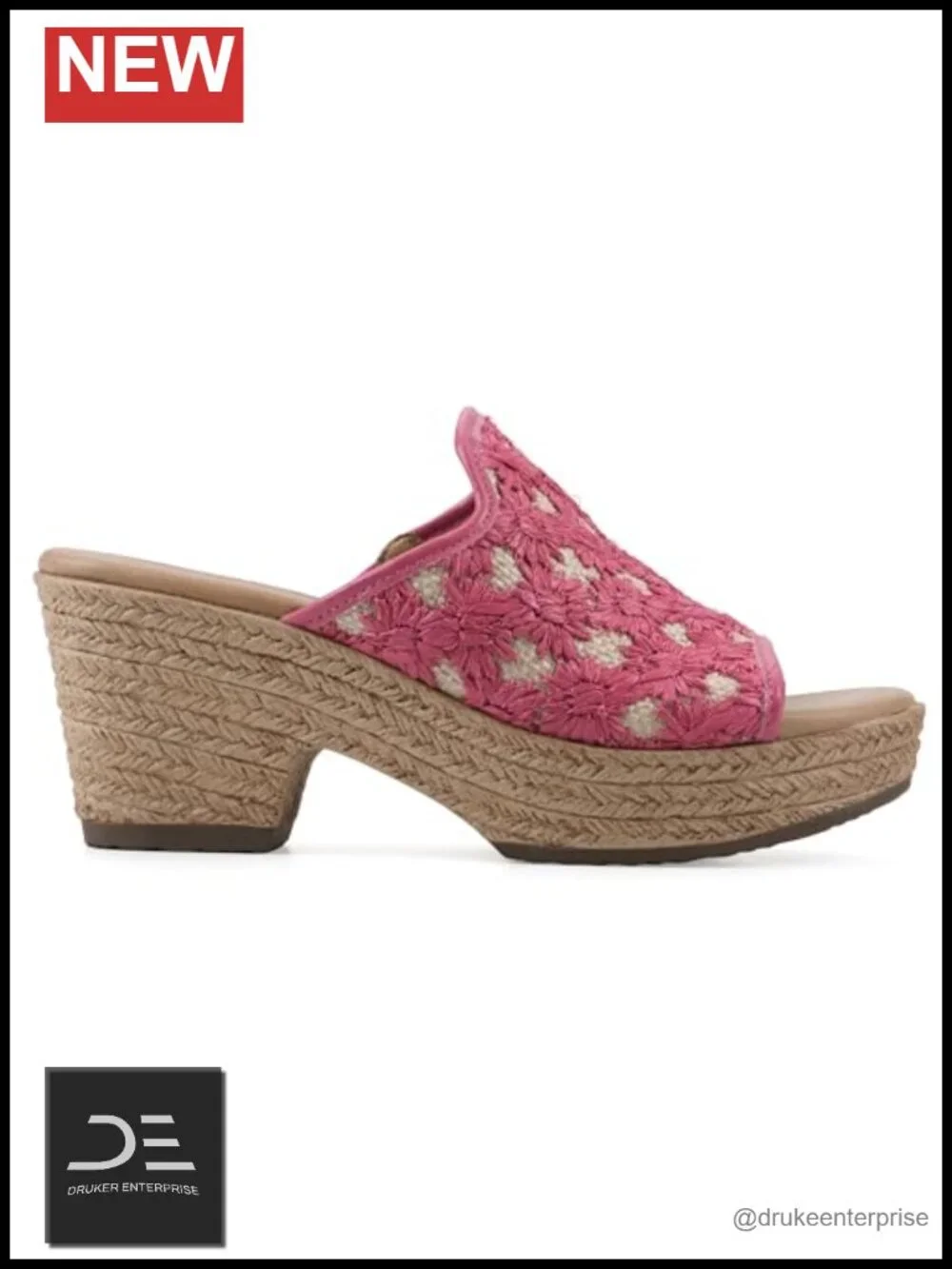 Embroidered Platform Wedge Sandals Slip On Floral Open Toe